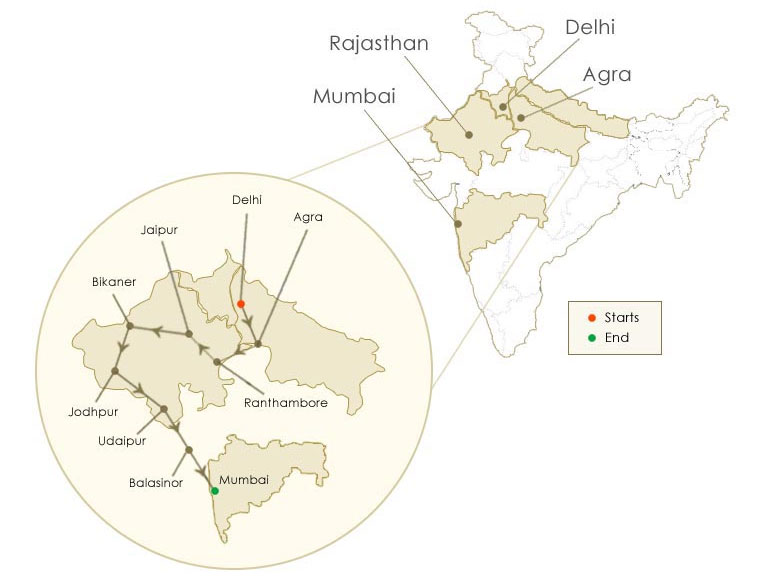 Indian Splendor Route Map